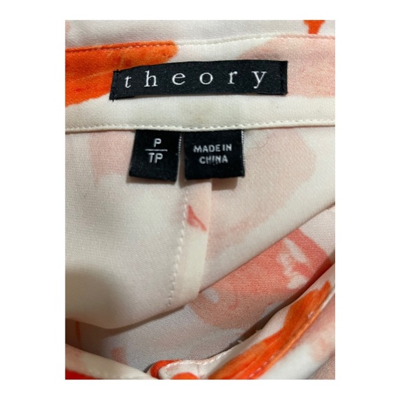 Theory womens silk blouse mandarin  collar floral keyhole sleeveless size P Sm - Picture 8 of 8